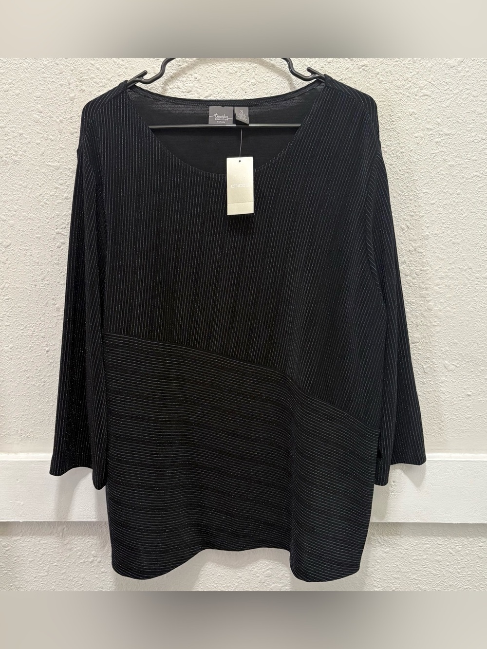 Chico's Travelers Collection Lurex Metallic Stripe Top NWT 3-XL